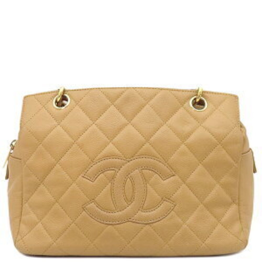 CHANEL Matelasse Timeless Tote Bag Beige Caviar Coco Mark Chain